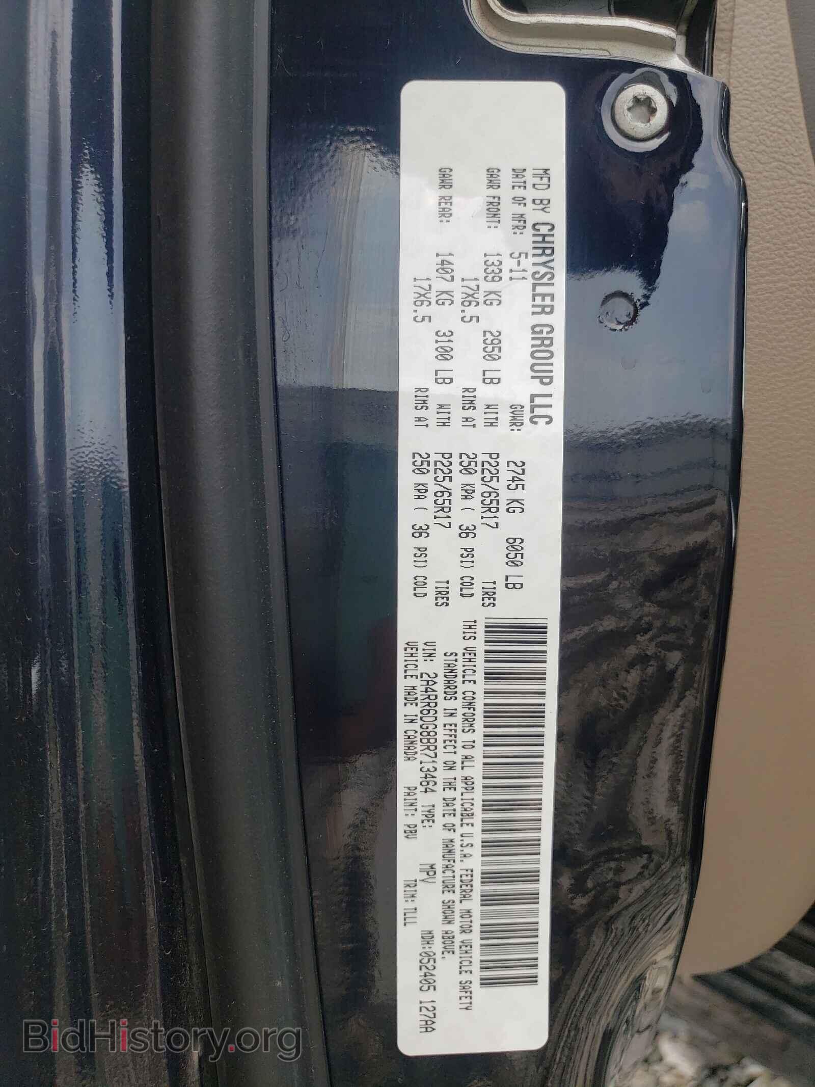 2011 CHRYSLER MINIVAN - VIN: 2A4RR6DG8BR713464 - Фото 10