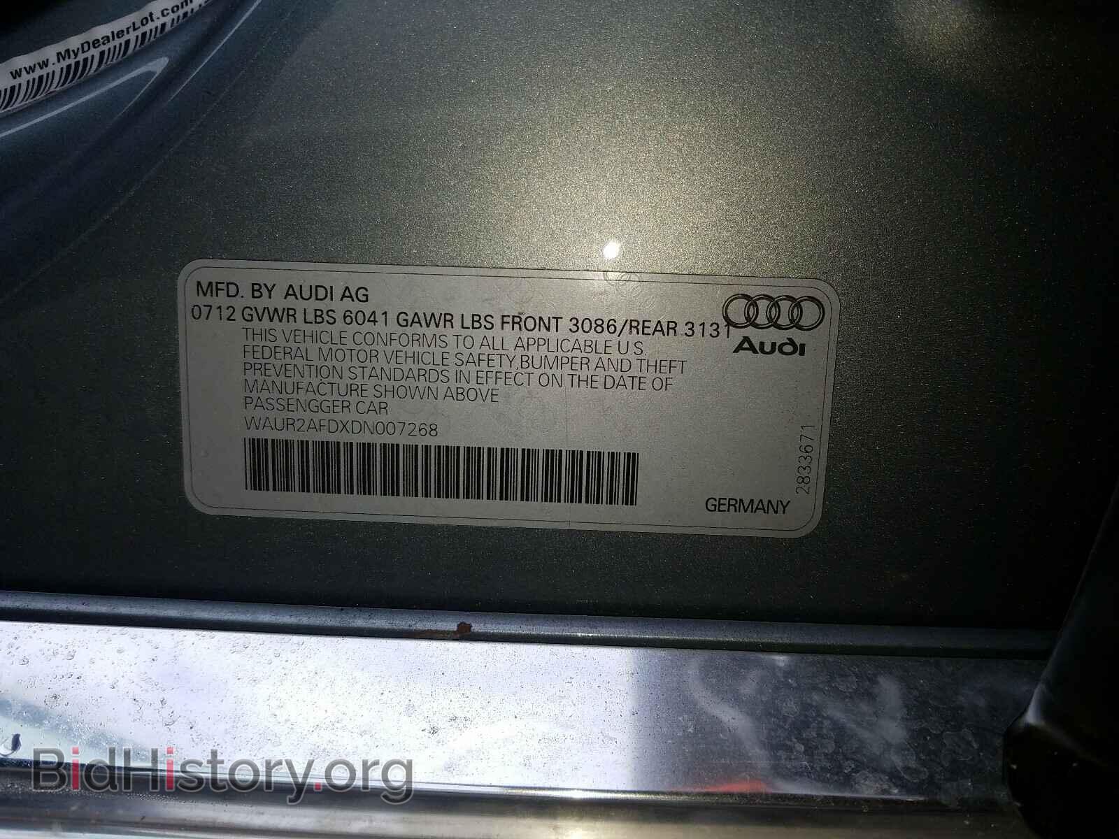 2013 AUDI A8 - VIN: WAUR2AFDXDN007268 - Фото 10