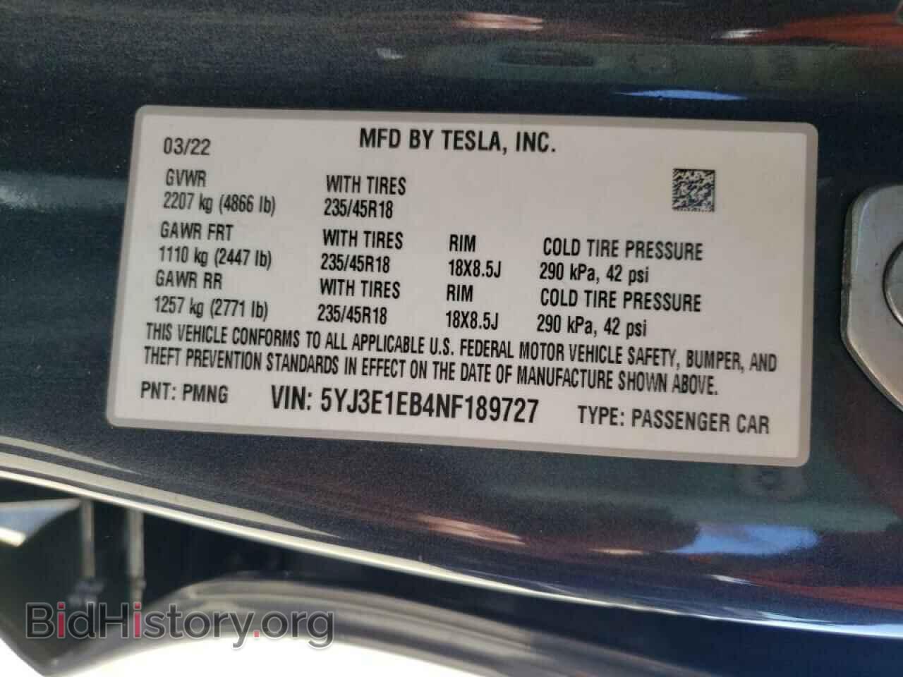 2022 TESLA MODEL 3 - VIN: 5YJ3E1EB4NF189727 - Фото 10