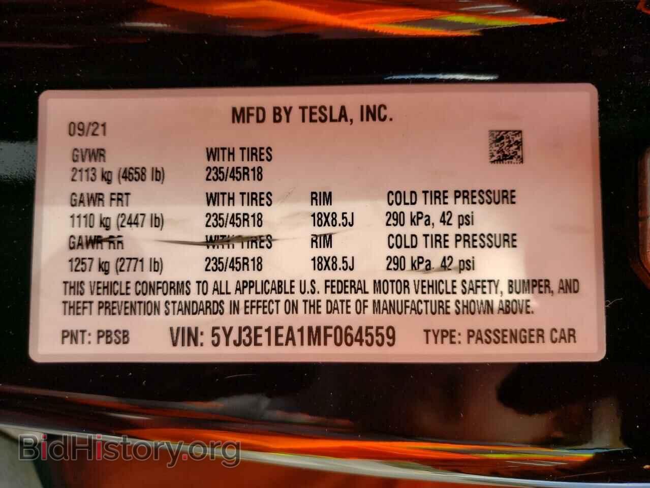 2021 TESLA MODEL 3 - VIN: 5YJ3E1EA1MF064559 - Photo 10