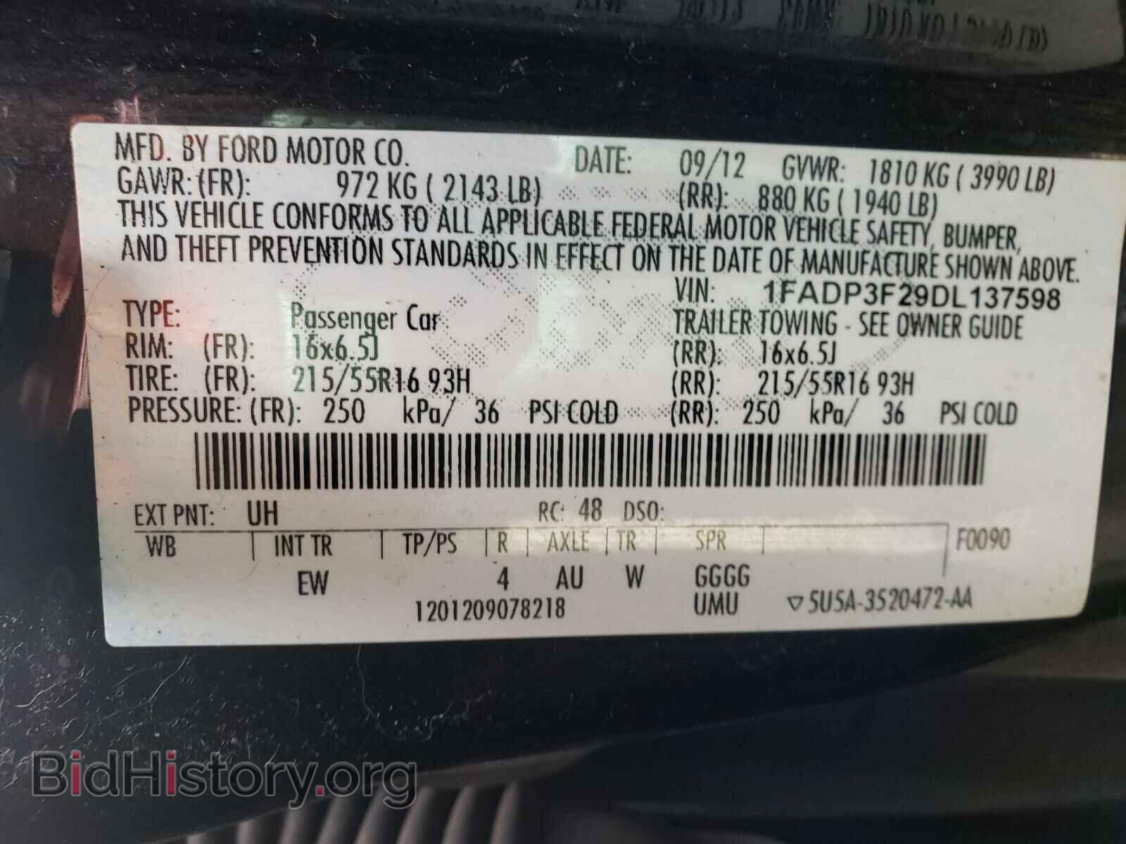 2013 FORD FOCUS - VIN: 1FADP3F29DL137598 - Фото 10