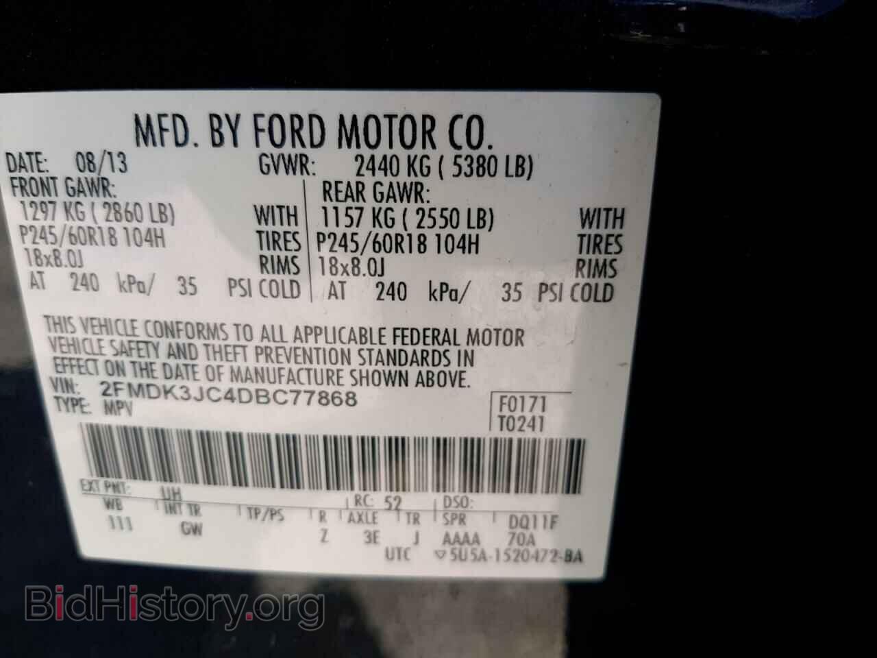 2013 FORD EDGE - VIN: 2FMDK3JC4DBC77868 - Photo 10