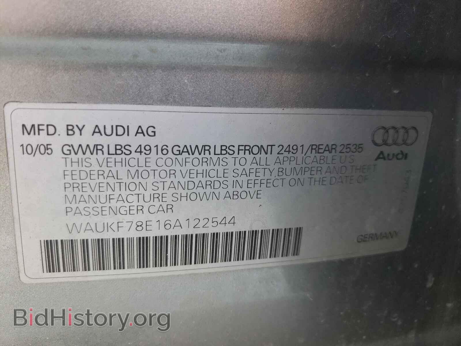 2006 AUDI A4 - VIN: WAUKF78E16A122544 - Фото 10