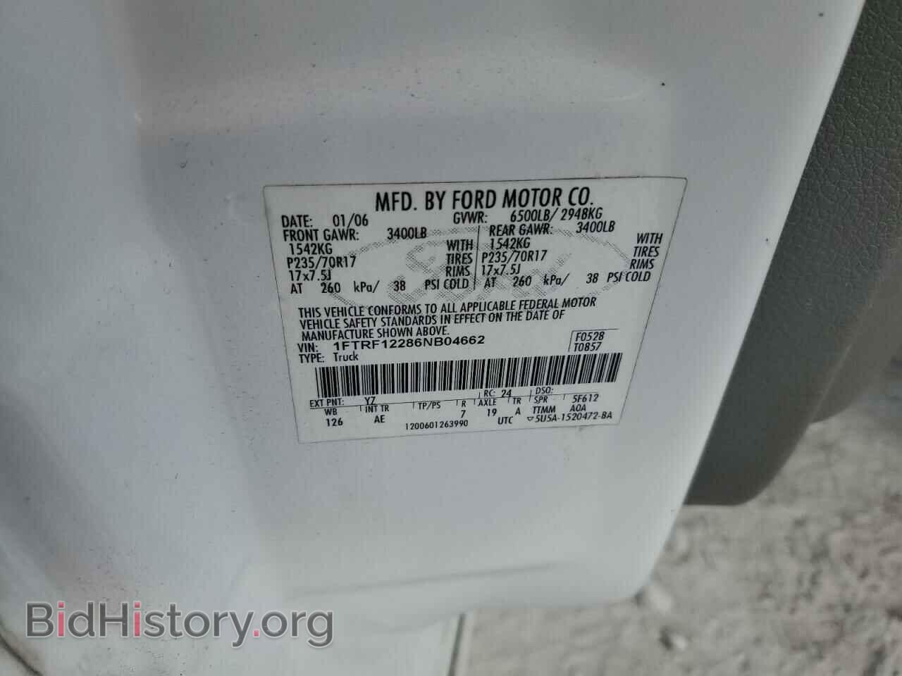 2006 FORD All Models - VIN: 1FTRF12286NB04662 - Photo 12