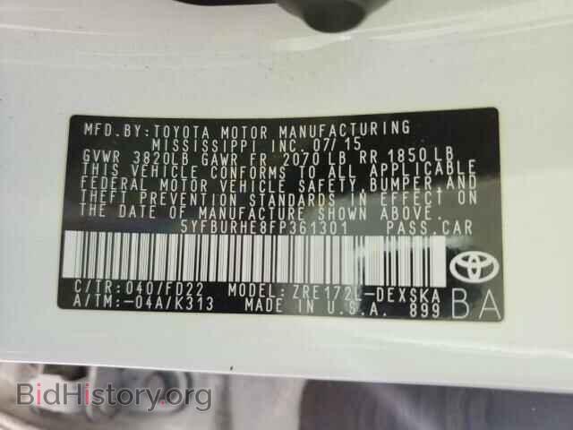 2015 TOYOTA COROLLA - VIN: 5YFBURHE8FP361301 - Фото 10