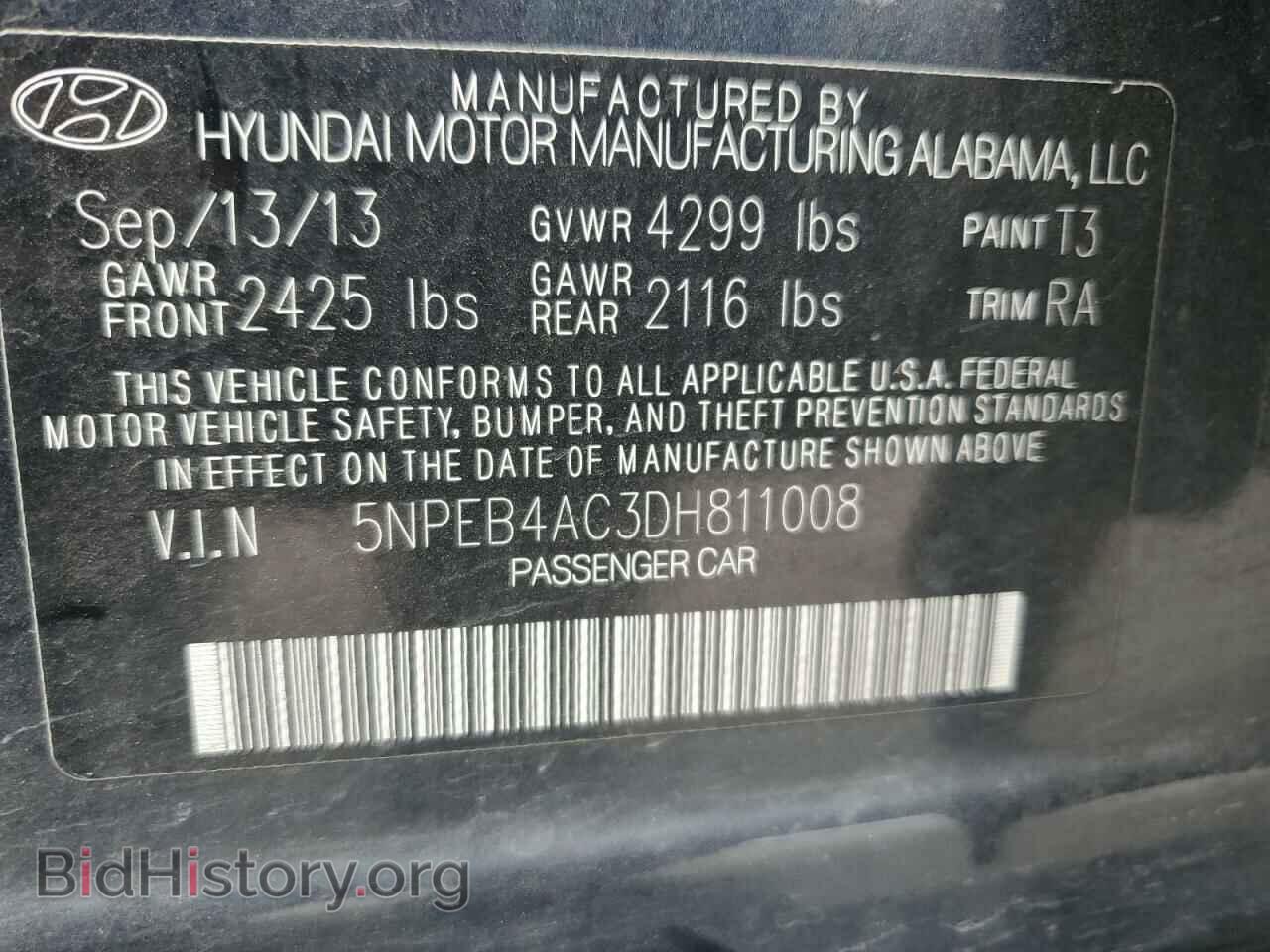 2013 HYUNDAI SONATA - VIN: 5NPEB4AC3DH811008 - Фото 13