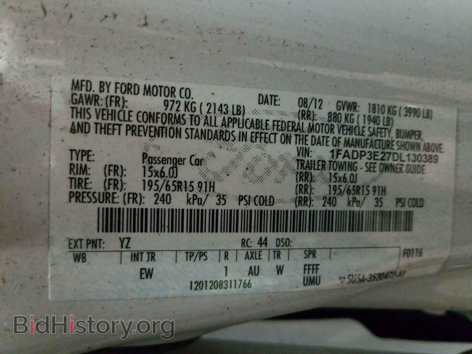 2013 FORD FOCUS - VIN: 1FADP3E27DL130389 - Фото 10