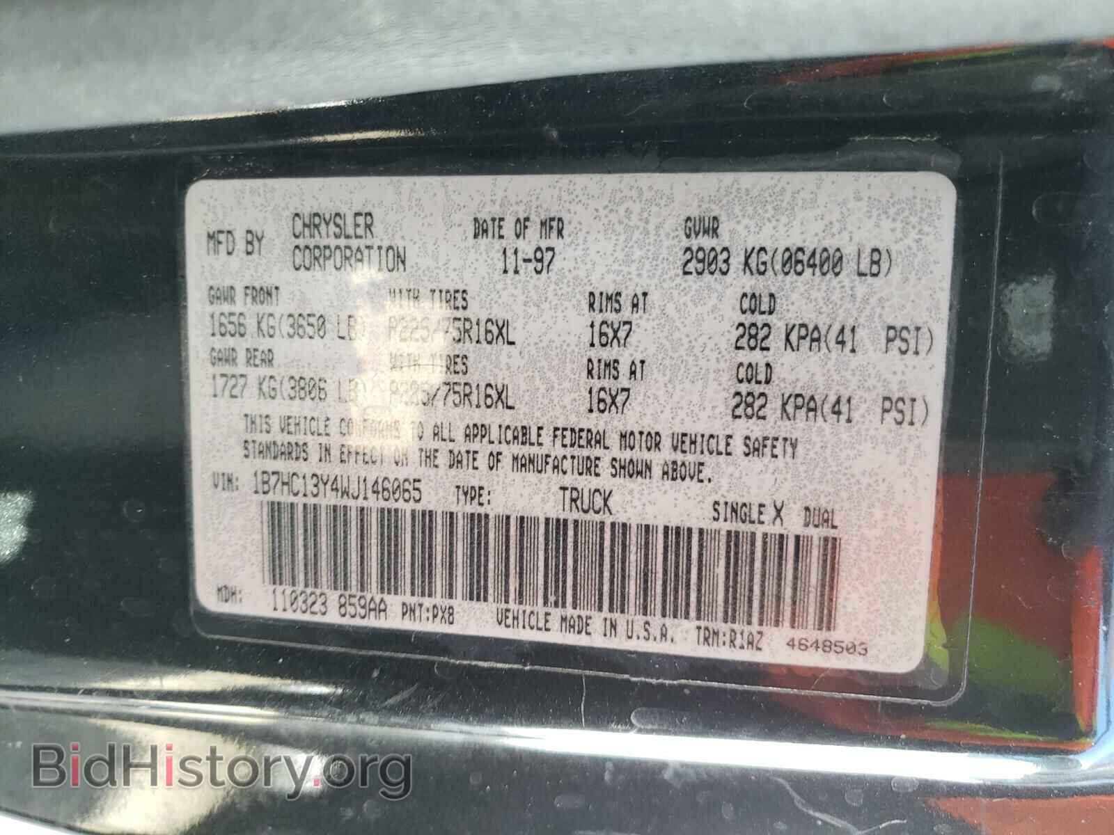 1998 DODGE RAM - VIN: 1B7HC13Y4WJ146065 - Photo 10