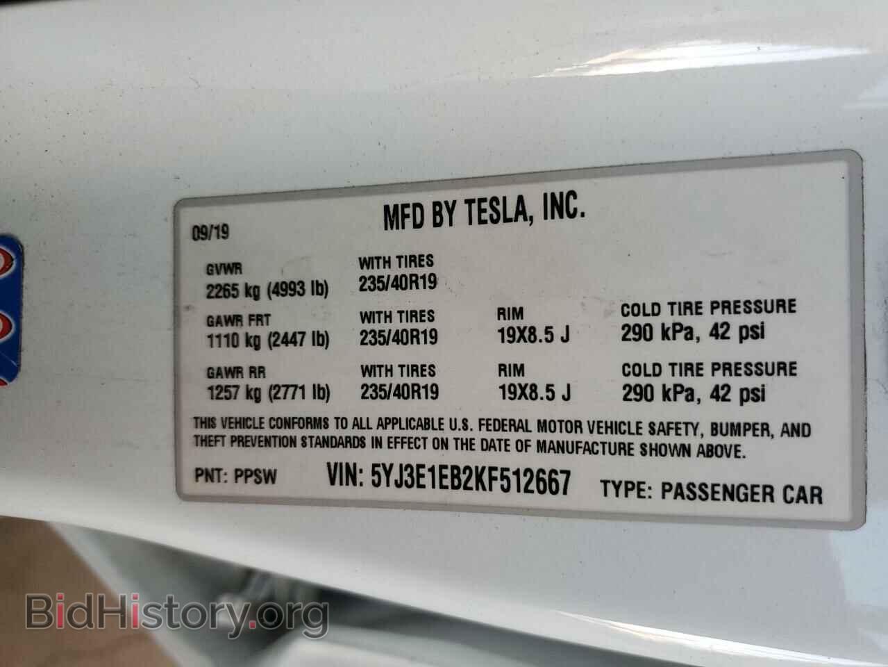 2019 TESLA MODEL 3 - VIN: 5YJ3E1EB2KF512667 - Photo 13