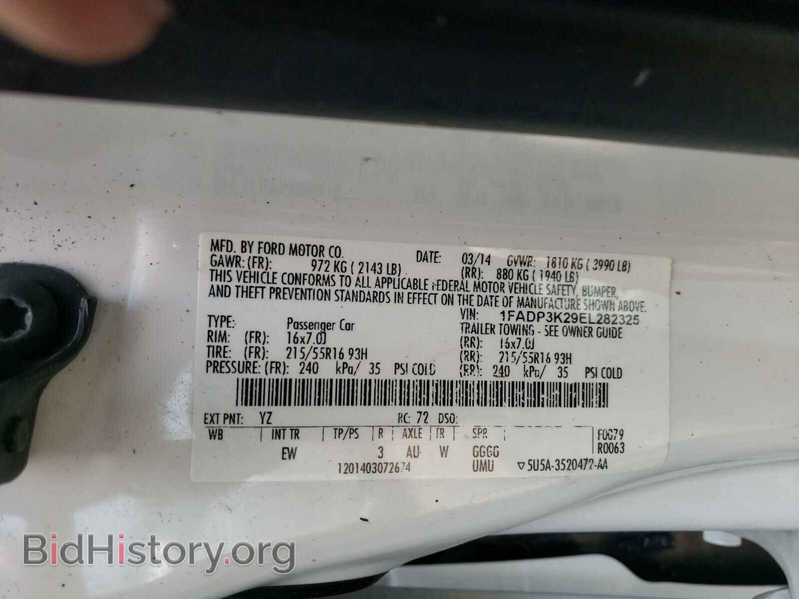 2014 FORD FOCUS - VIN: 1FADP3K29EL282325 - Фото 10