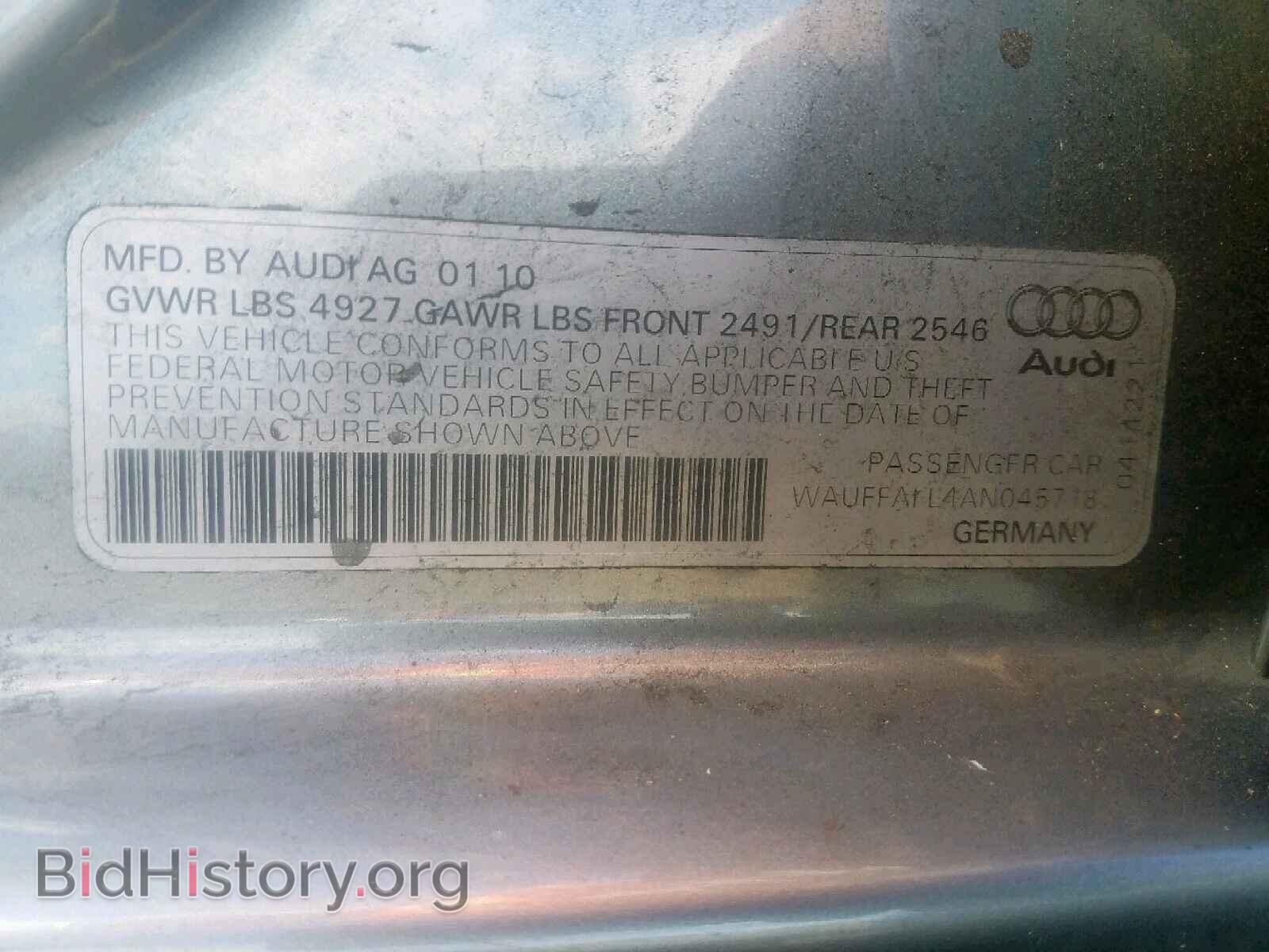 2010 AUDI A4 - VIN: WAUFFAFL4AN045718 - Фото 10