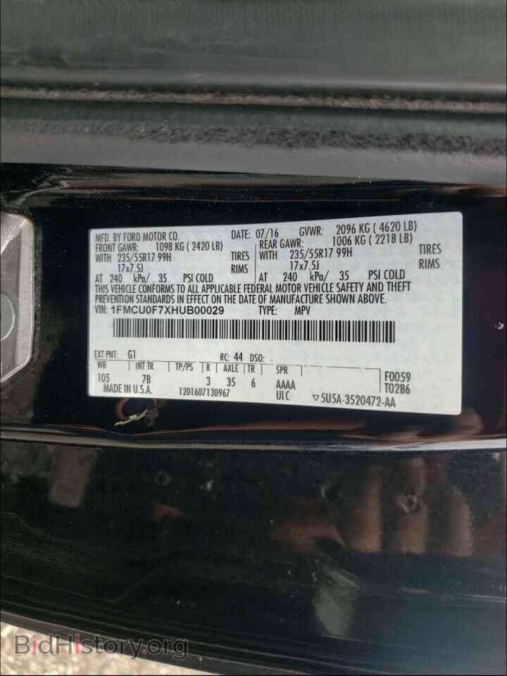 2017 FORD ESCAPE - VIN: 1FMCU0F7XHUB00029 - Фото 10
