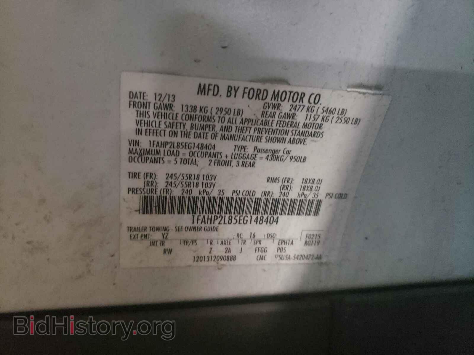 2014 FORD TAURUS - VIN: 1FAHP2L85EG148404 - Фото 10