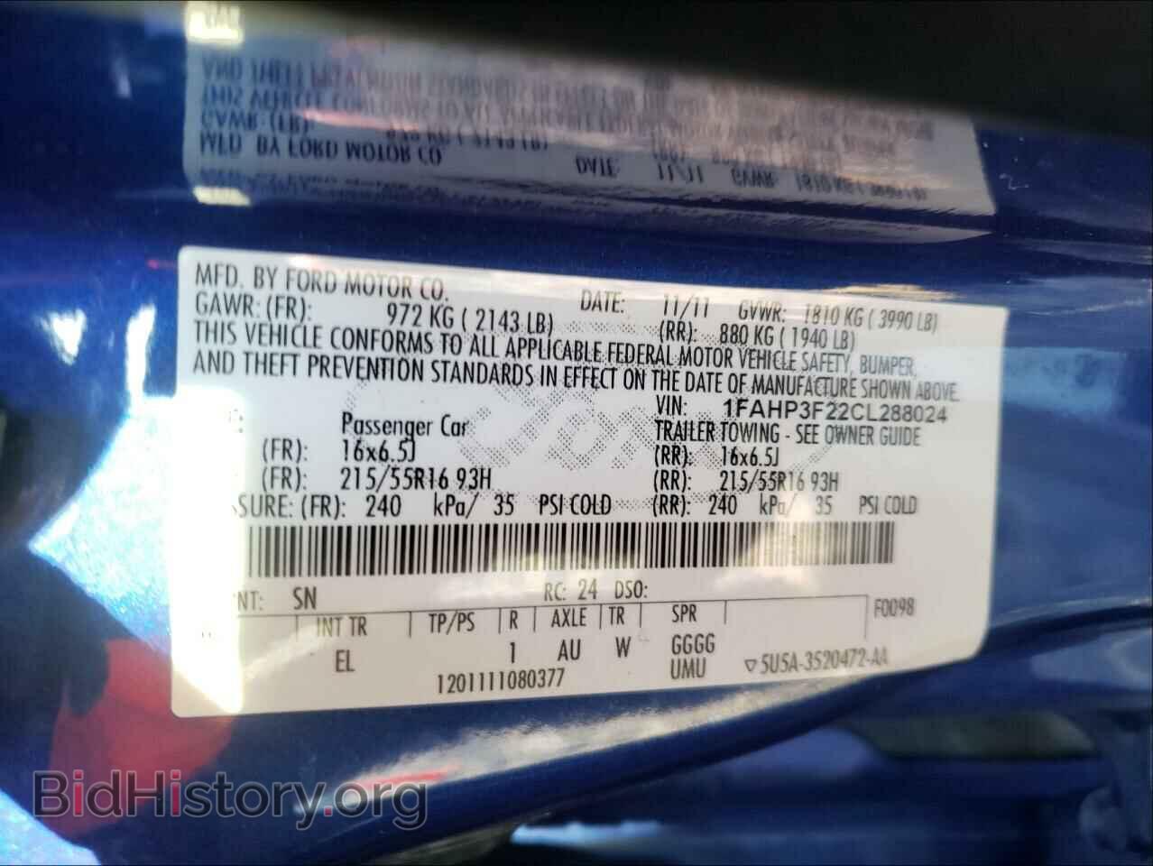 2012 FORD FOCUS - VIN: 1FAHP3F22CL288024 - Фото 10