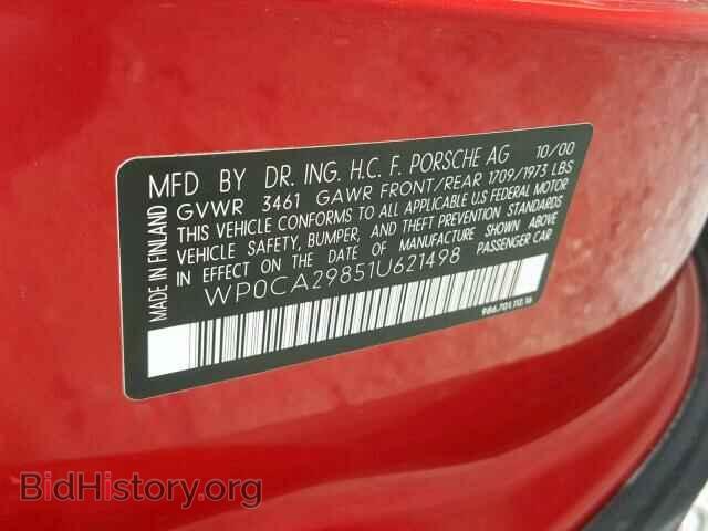 2001 PORSCHE BOXSTER - VIN: WP0CA29851U621498 - Фото 10