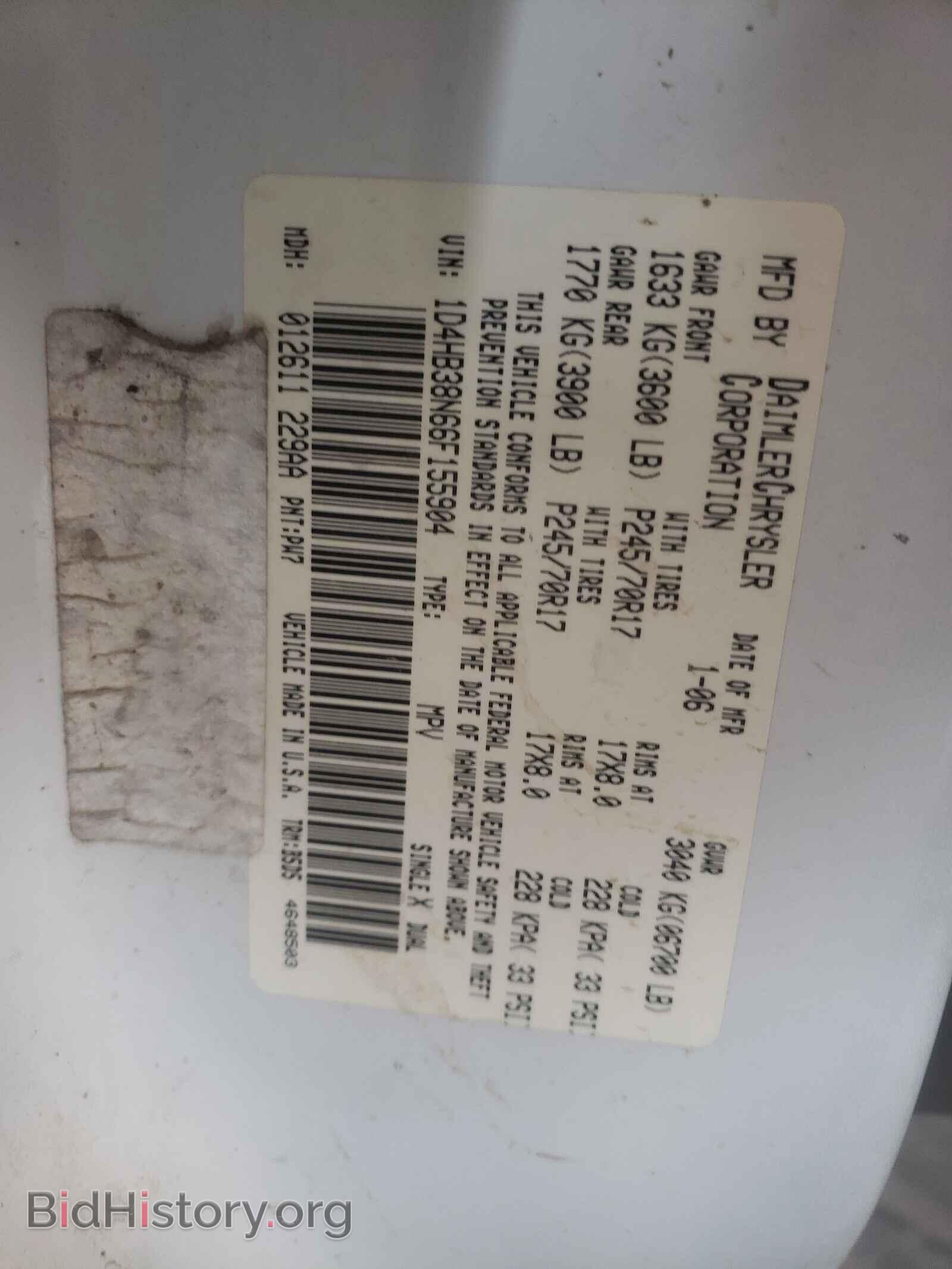 2006 DODGE DURANGO - VIN: 1D4HB38N66F155904 - Фото 10