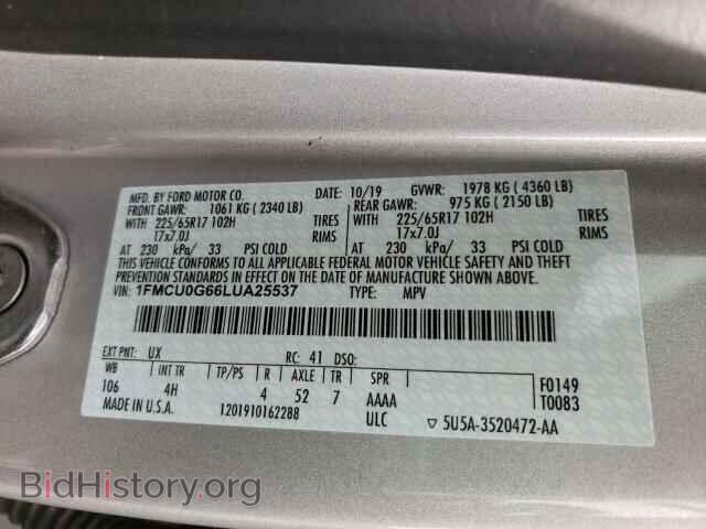 2020 FORD ESCAPE - VIN: 1FMCU0G66LUA25537 - Photo 10