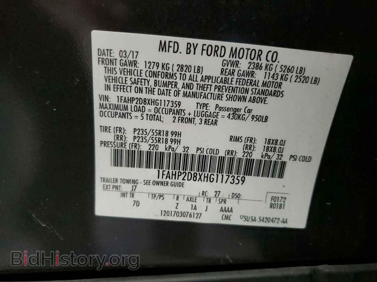 2017 FORD TAURUS - VIN: 1FAHP2D8XHG117359 - Photo 12