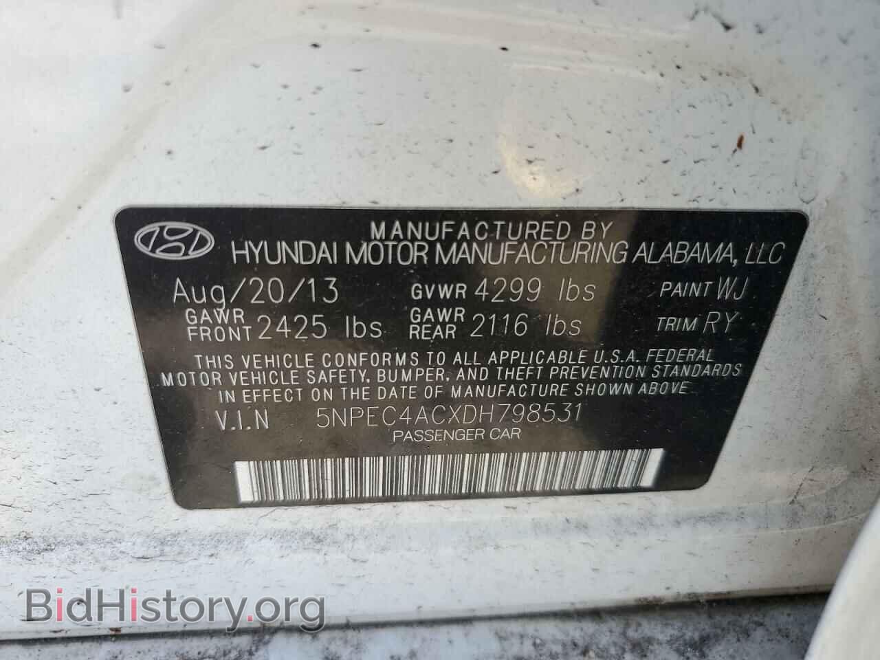 2013 HYUNDAI SONATA - VIN: 5NPEC4ACXDH798531 - Фото 13