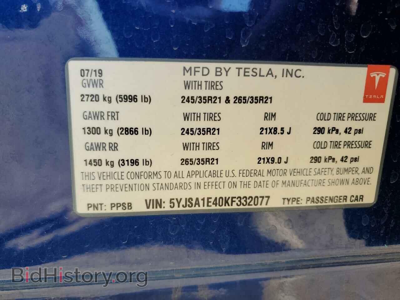 2019 TESLA MODEL S - VIN: 5YJSA1E40KF332077 - Photo 13