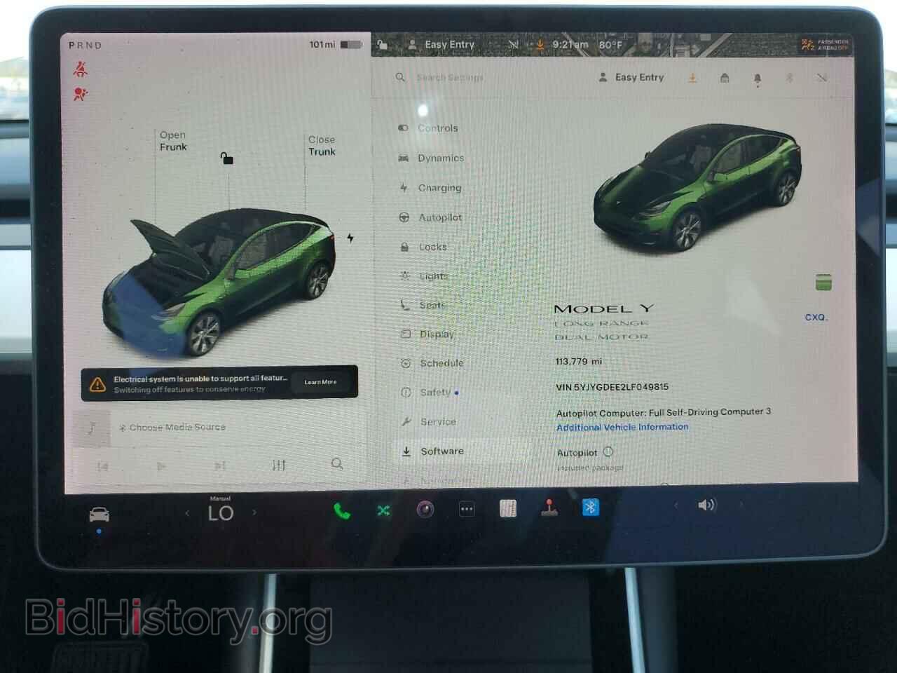 2020 TESLA MODEL Y - VIN: 5YJYGDEE2LF049815 - Фото 9