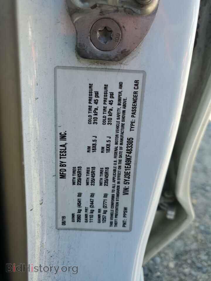 2019 TESLA MODEL 3 - VIN: 5YJ3E1EA9KF483305 - Фото 12