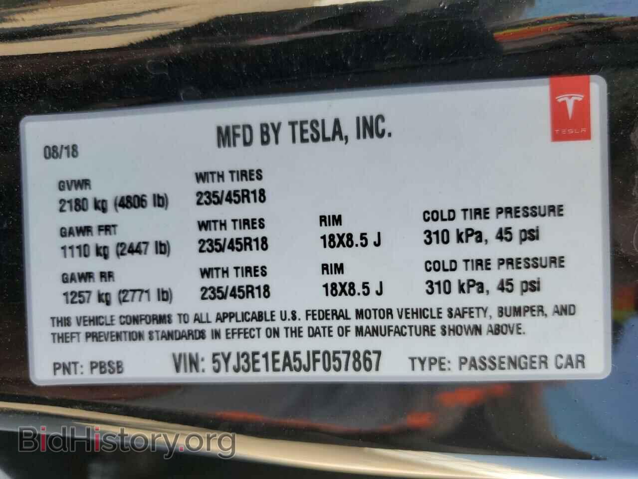 2018 TESLA MODEL 3 - VIN: 5YJ3E1EA5JF057867 - Photo 12