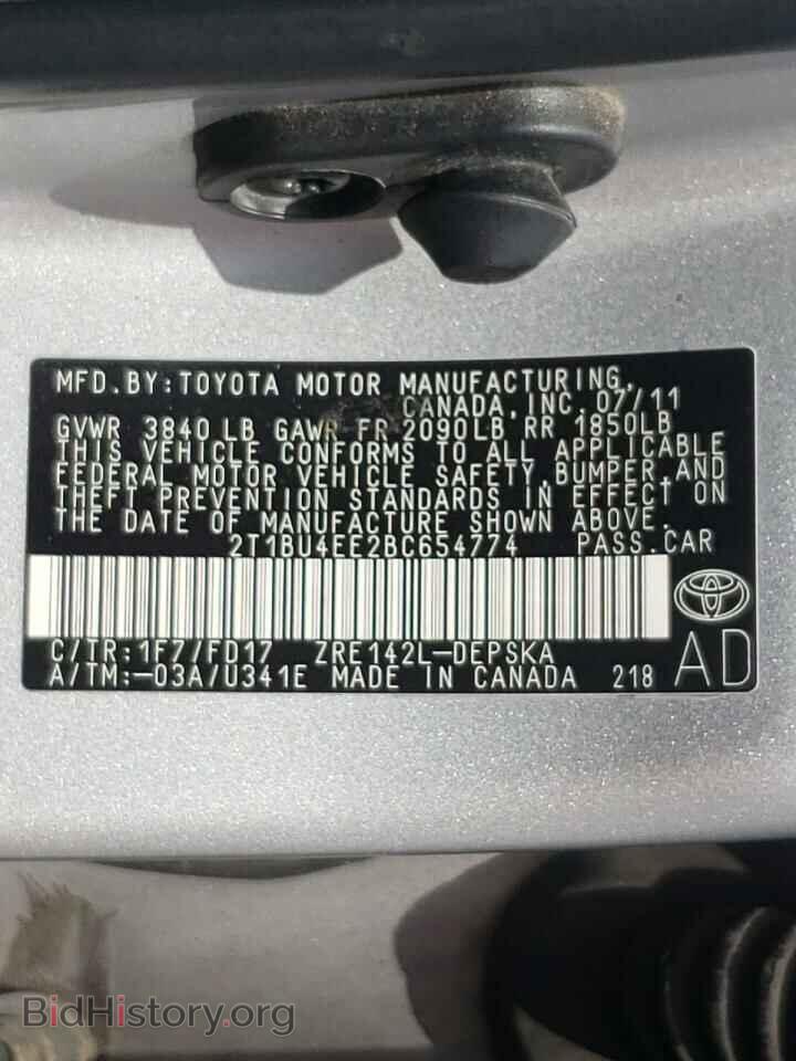 2011 TOYOTA COROLLA - VIN: 2T1BU4EE2BC654774 - Фото 10