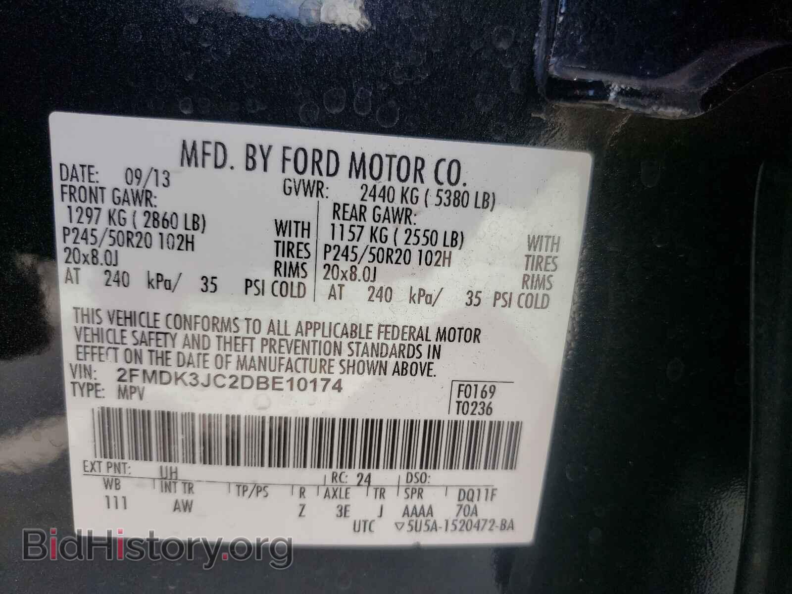 2013 FORD EDGE - VIN: 2FMDK3JC2DBE10174 - Photo 10