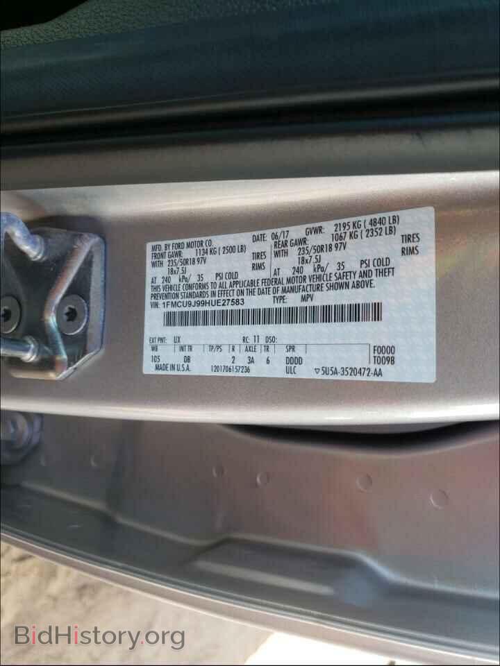 2017 FORD ESCAPE - VIN: 1FMCU9J99HUE27583 - Photo 10