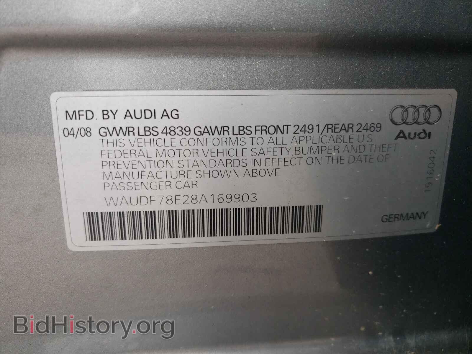 2008 AUDI A4 - VIN: WAUDF78E28A169903 - Фото 10