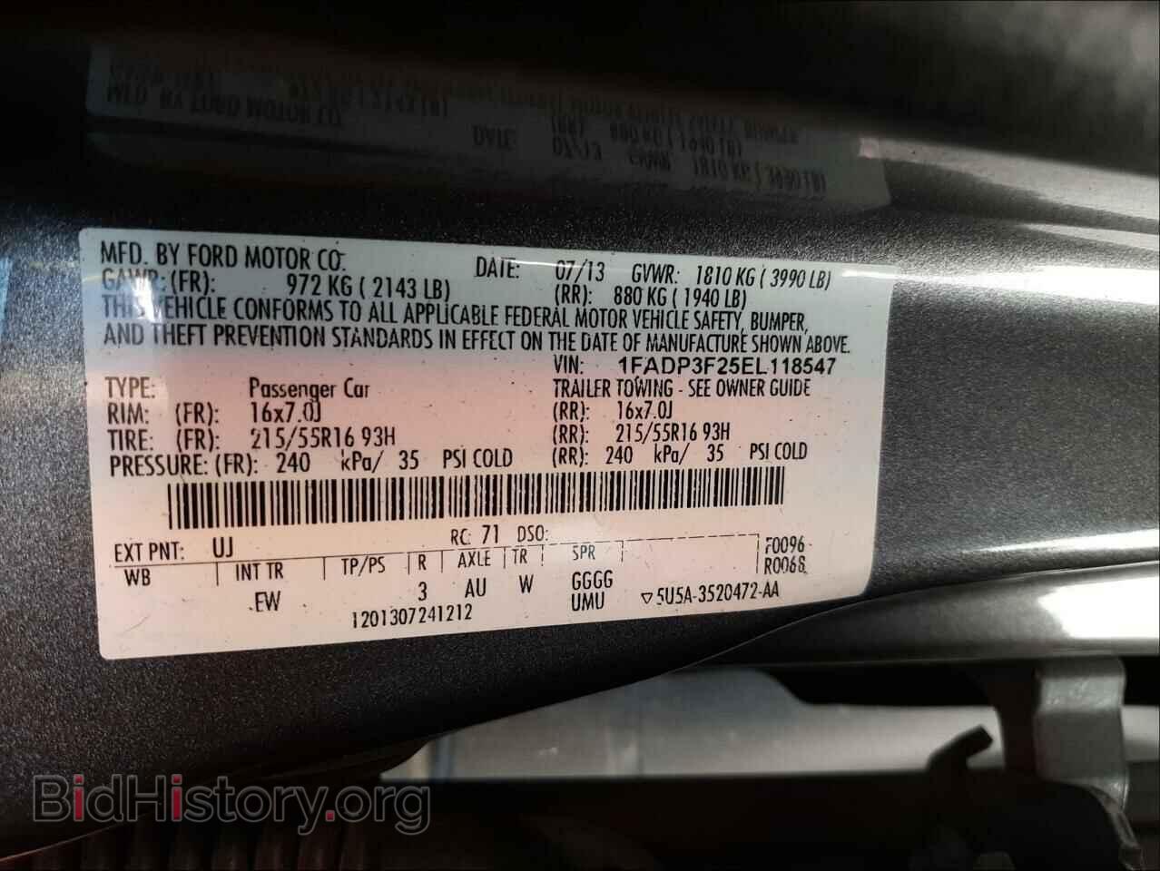 2014 FORD FOCUS - VIN: 1FADP3F25EL118547 - Фото 10