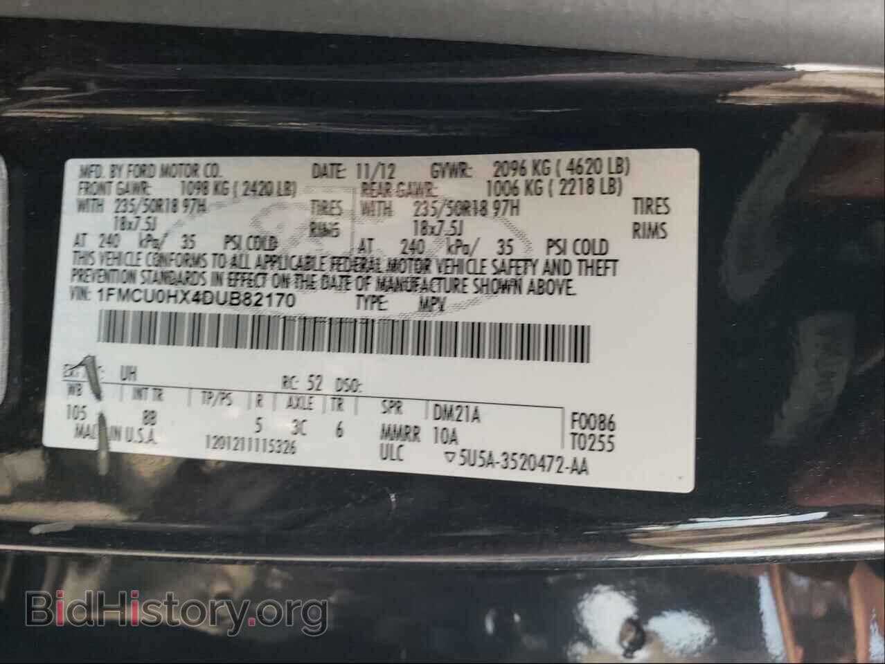 2013 FORD ESCAPE - VIN: 1FMCU0HX4DUB82170 - Фото 10