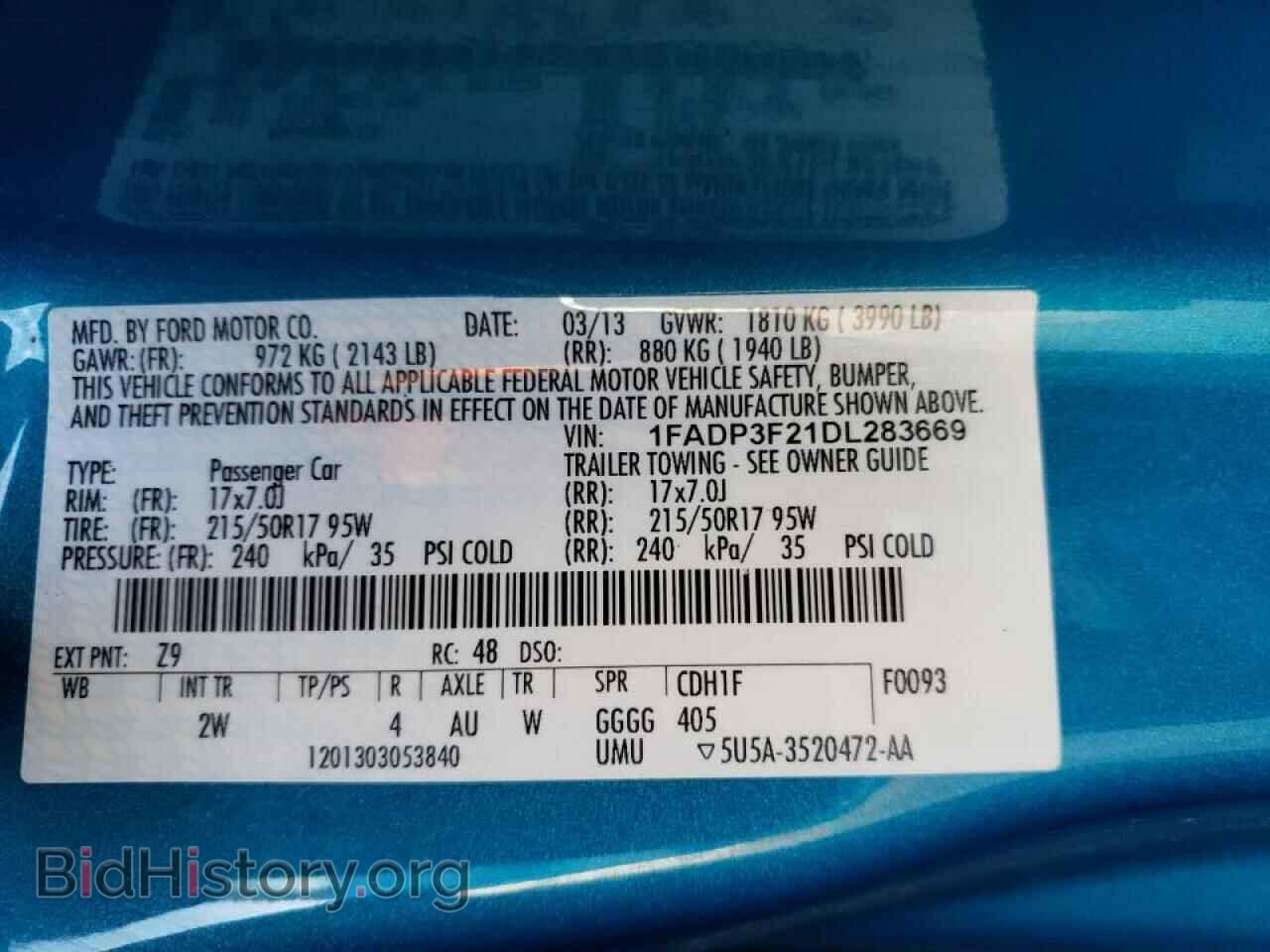 2013 FORD FOCUS - VIN: 1FADP3F21DL283669 - Фото 10