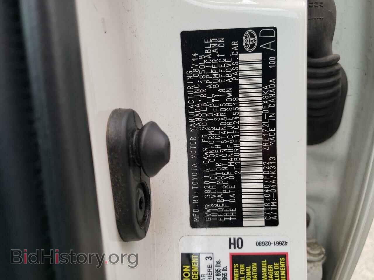 2015 TOYOTA COROLLA - VIN: 2T1BURHE1FC245518 - Фото 10