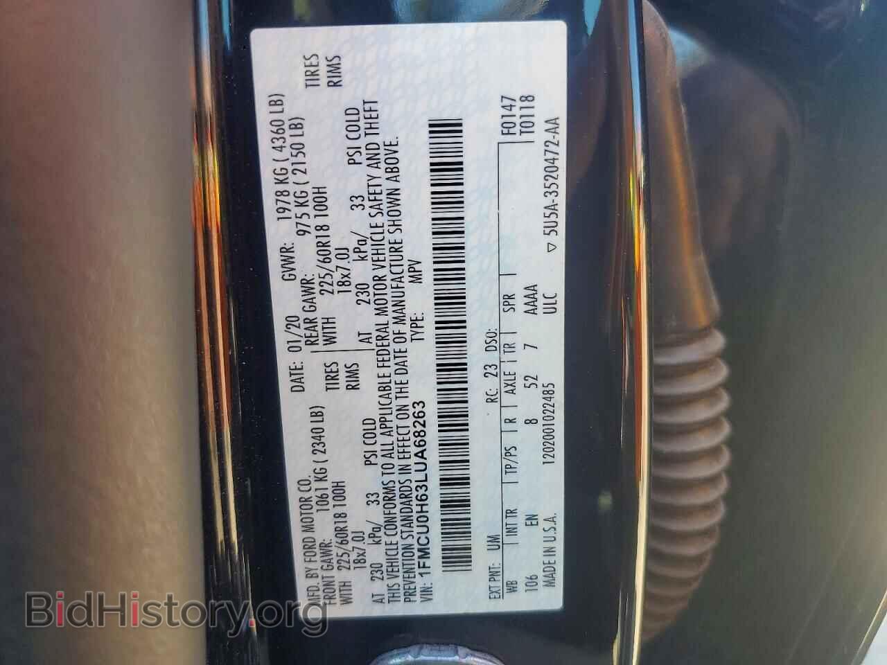 2020 FORD ESCAPE - VIN: 1FMCU0H63LUA68263 - Photo 12