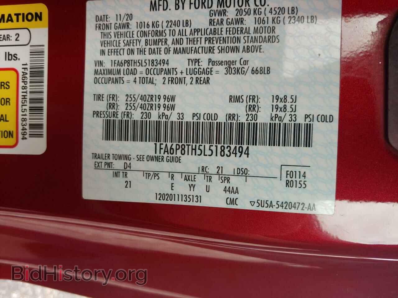 2020 FORD ALL Models - VIN: 1FA6P8TH5L5183494 - Фото 10