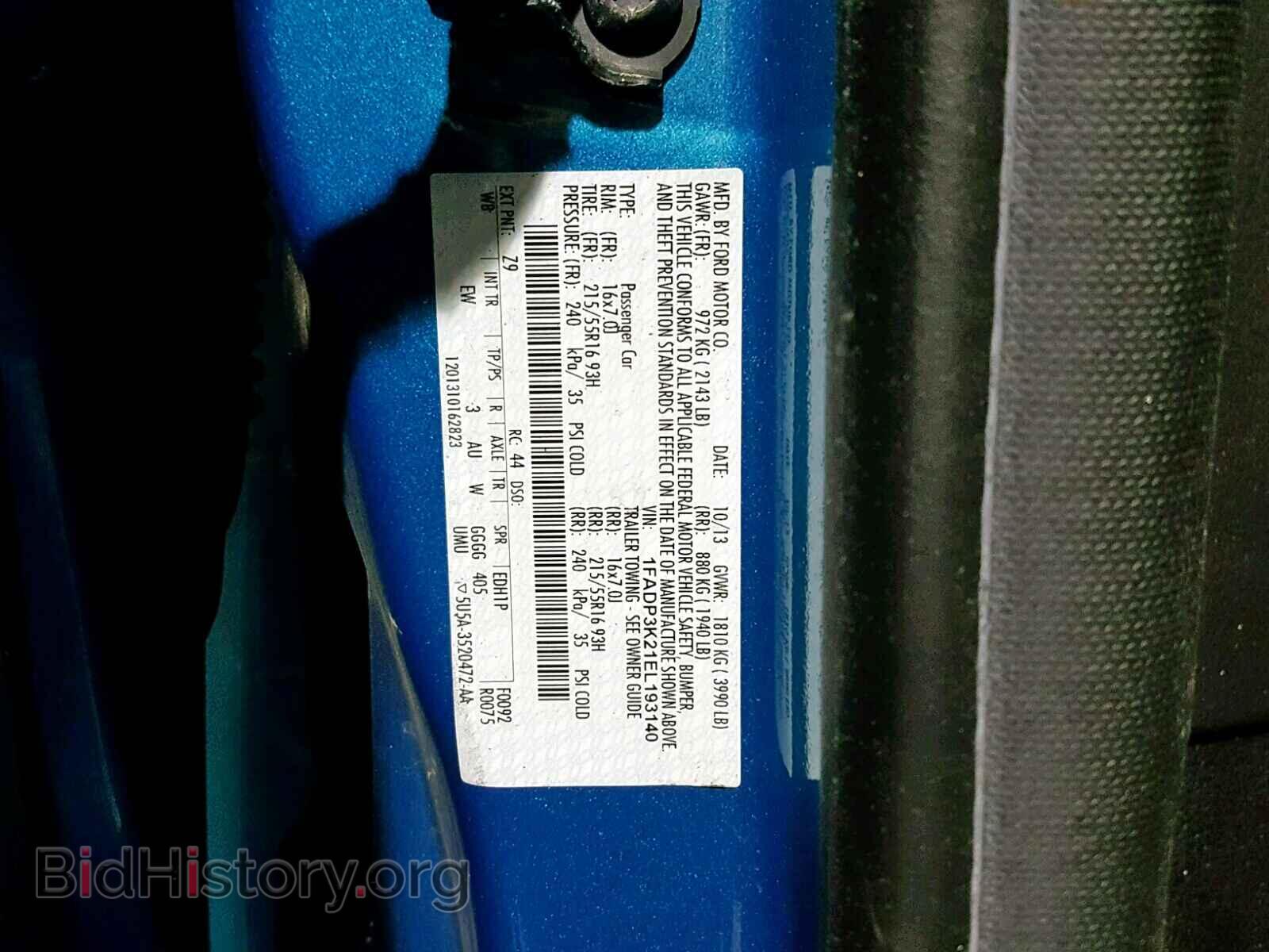 2014 FORD FOCUS SE - VIN: 1FADP3K21EL193140 - Фото 10