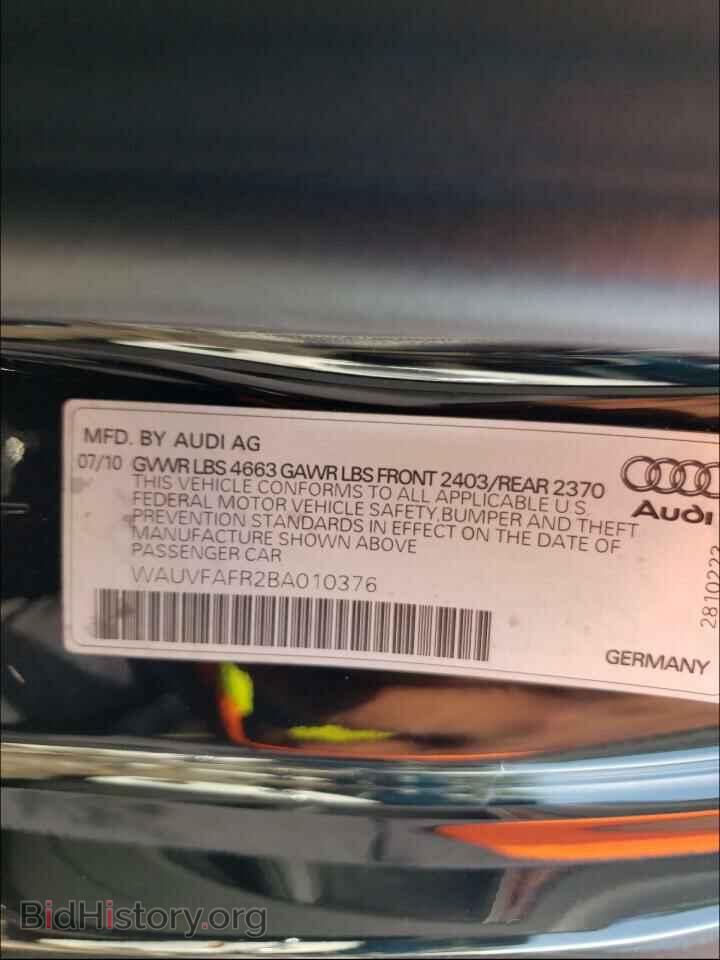 2011 AUDI A5 - VIN: WAUVFAFR2BA010376 - Фото 10