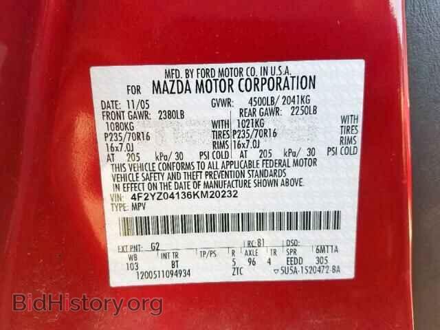 2006 MAZDA TRIBUTE - VIN: 4F2YZ04136KM20232 - Фото 10