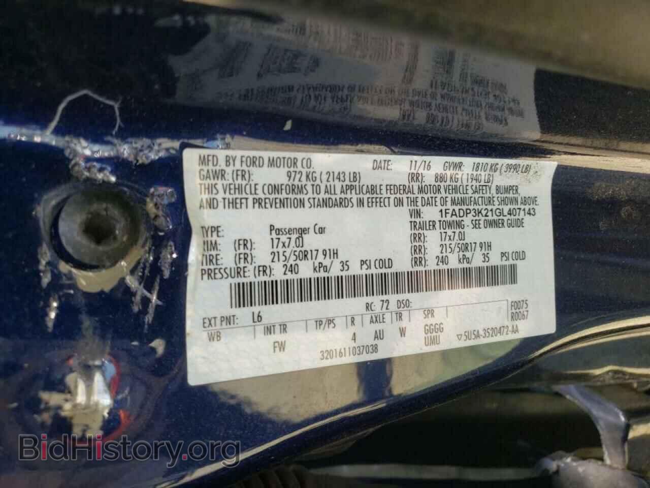 2016 FORD FOCUS - VIN: 1FADP3K21GL407143 - Фото 10