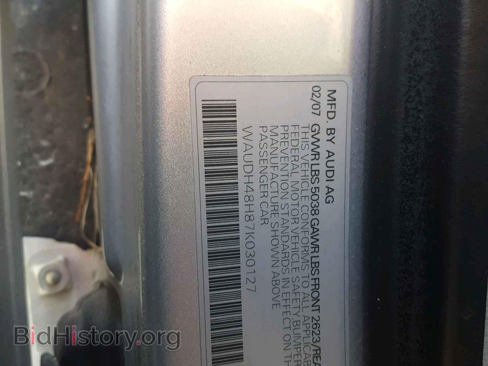 2007 AUDI A4 - VIN: WAUDH48H87K030127 - Фото 10