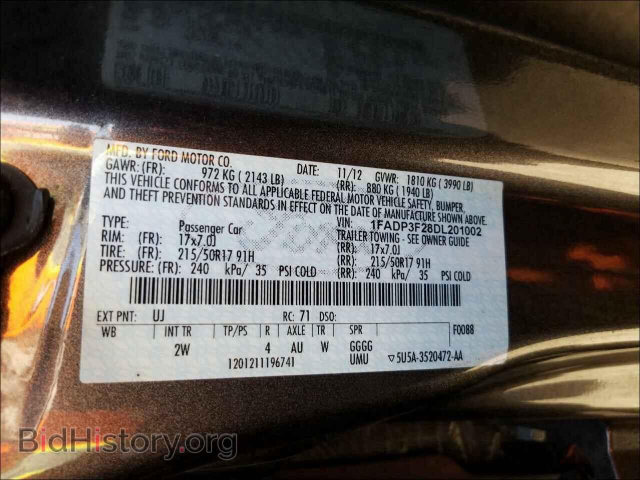 2013 FORD FOCUS - VIN: 1FADP3F28DL201002 - Фото 10