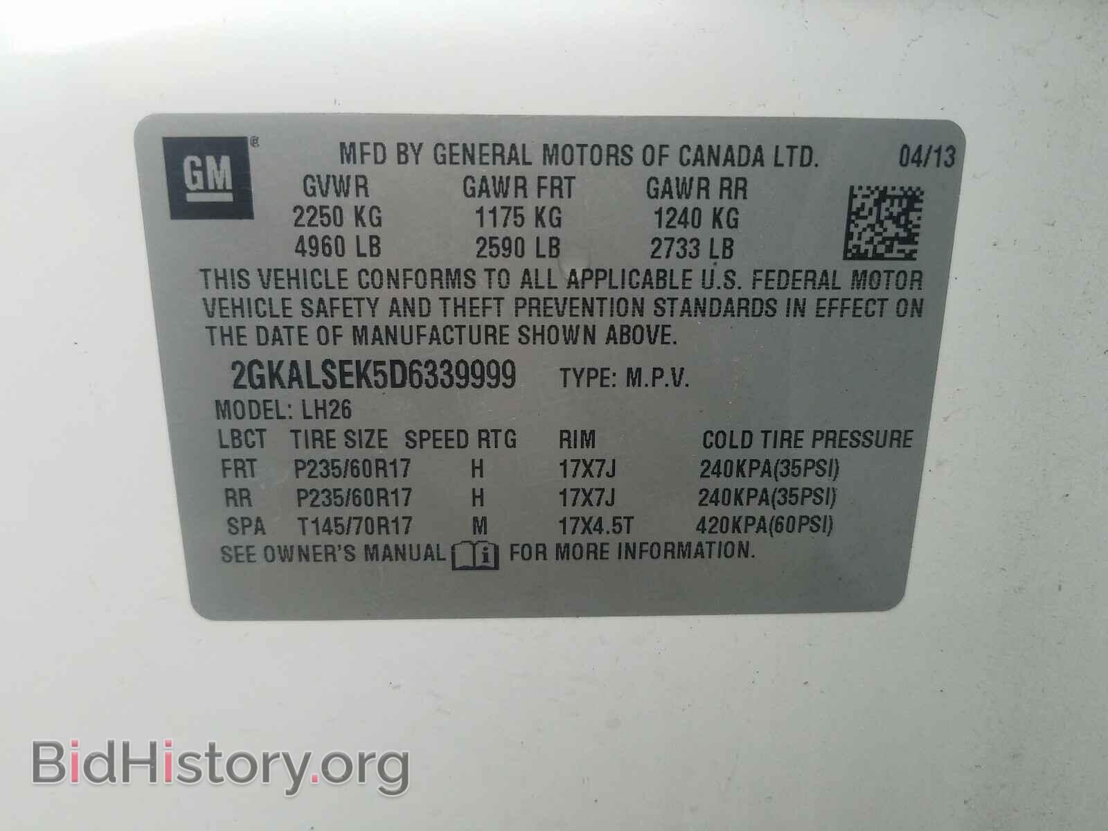 2013 GMC TERRAIN - VIN: 2GKALSEK5D6339999 - Photo 10
