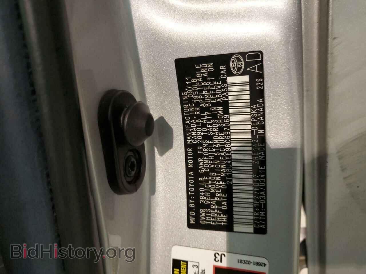 2011 TOYOTA COROLLA - VIN: 2T1BU4EE9BC697069 - Фото 12