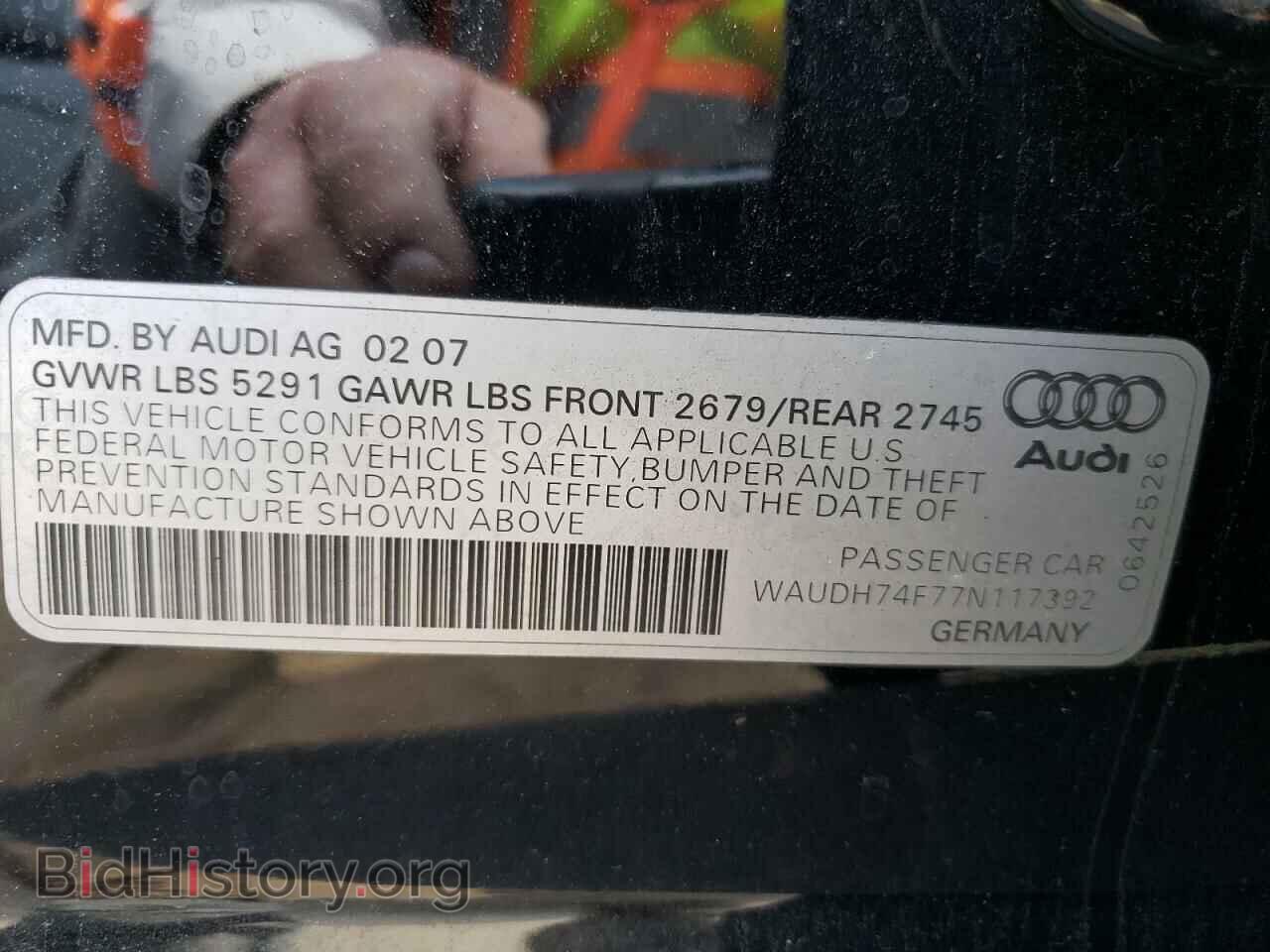2007 AUDI A6 - VIN: WAUDH74F77N117392 - Фото 10