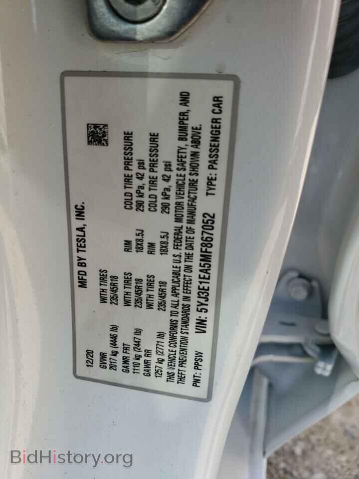 2021 TESLA MODEL 3 - VIN: 5YJ3E1EA5MF867052 - Photo 12