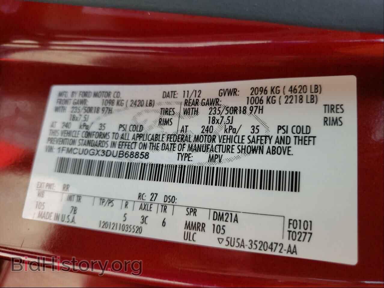 2013 FORD ESCAPE - VIN: 1FMCU0GX3DUB68858 - Фото 10