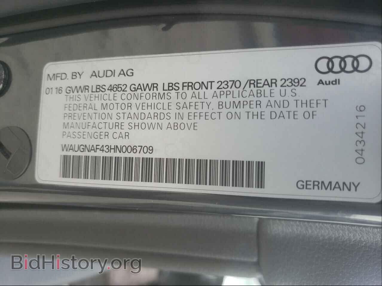 2017 AUDI A4 - VIN: WAUGNAF43HN006709 - Фото 10