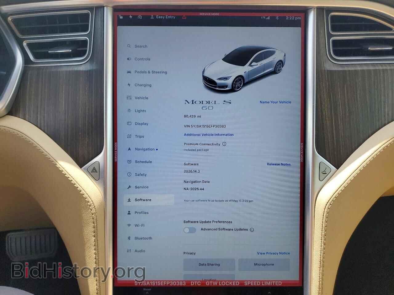 2014 TESLA MODEL S - VIN: 5YJSA1S15EFP30383 - Photo 9